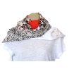Foulard Tons orange et blanc motifs Fleurs et Léopard  By Saida