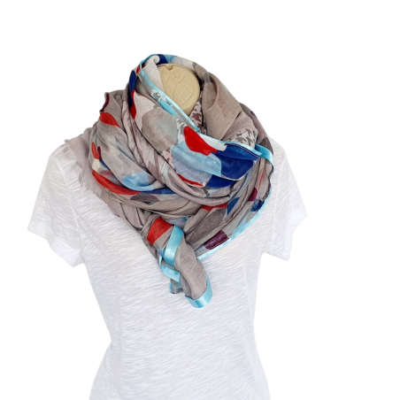 Foulard gris étoiles ballons et pied de poule By Shanna