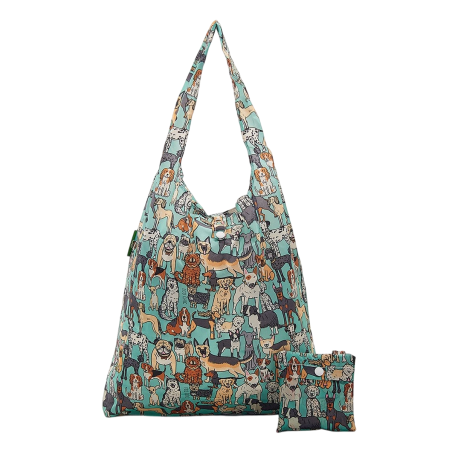 Sac cabas pliable vert "Chiens" – Eco Chic