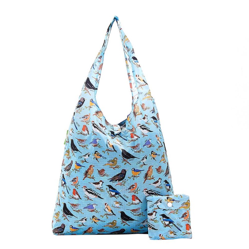 Sac cabas pliable Bleu "Oiseaux" – Eco Chic