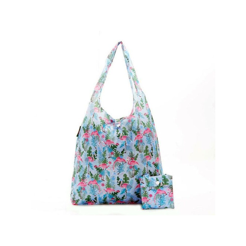 Sac cabas pliable Bleu "Flamants" – Eco Chic