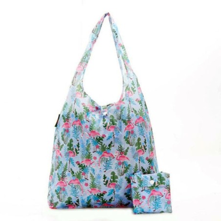 Sac cabas pliable Bleu "Flamants" – Eco Chic