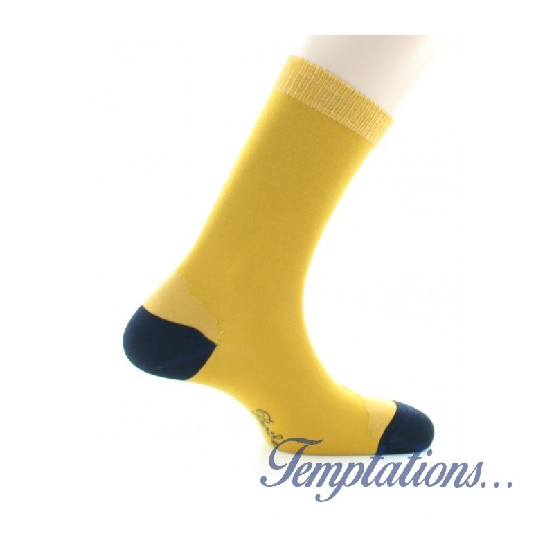 CHAUSSETTES HOMME SOIE TOURNESOL BLEU - BERTHE AUX GRANDS PIEDS