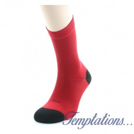 CHAUSSETTES HOMME SOIE ROUGE NOIR - BERTHE AUX GRANDS PIEDS