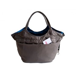 Petit Sac trapèze "Bonbon" Coaban Bleu réversible Gris