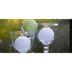 Bougie Boule 8 cm soie Blanc perle