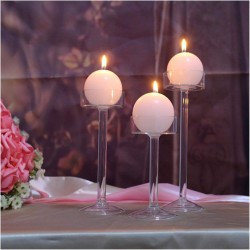 Bougie Boule 8 cm soie Blanc perle