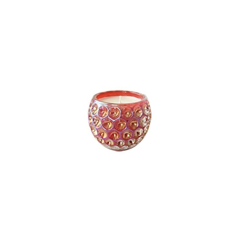 Bougie Opaline verre perlé rouge