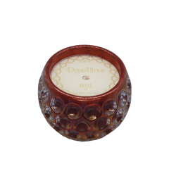 Bougie Opaline verre perlé rouge