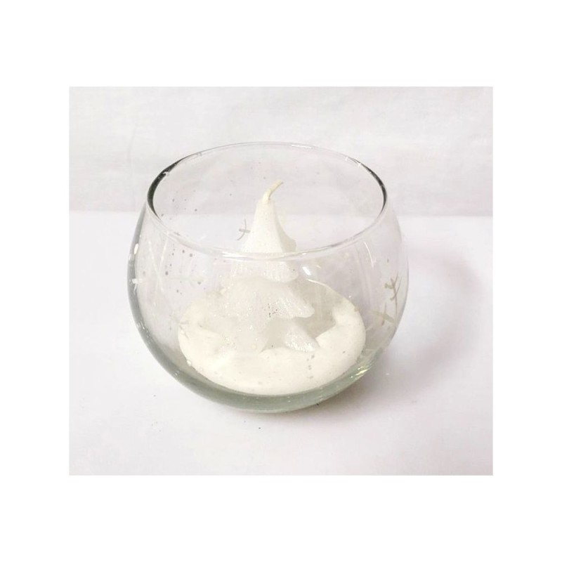 Verre globe et mini bougie sapin