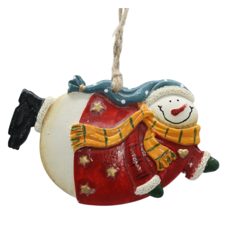 Suspension de noël en plâtre Bonhommes de neige allongé