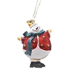 Suspension de noël en plâtre Bonhommes de neige debout