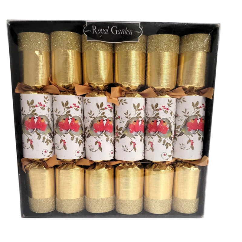 Boite de 6 crackers or motif oiseaux
