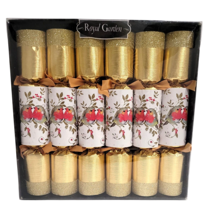 Boite de 6 crackers or motif oiseaux