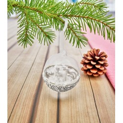 Suspension boule en verre renne et sapin - Dekoratief