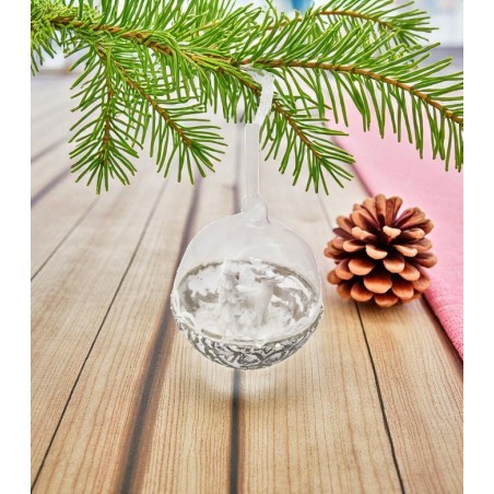 Suspension boule en verre renne et sapin - Dekoratief