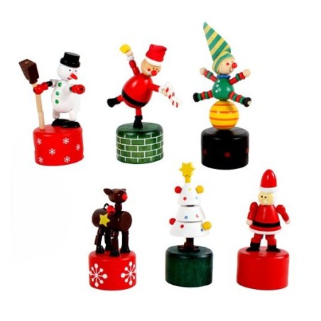 Figurine poussoir de Noël en bois