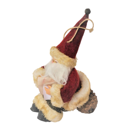 Père Noël Assis sur une pomme de pin- Décoration de noël