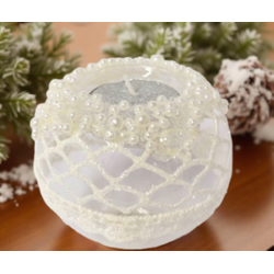 Porte lumignon en verre décoration perle et paillettes - Goodwill
