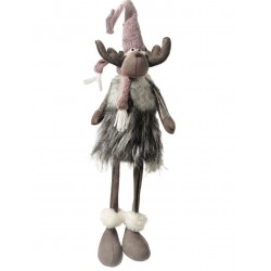 Décoration Cerf avec bonnet rose 70 cm - Dekoratief