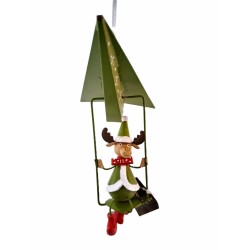 Décoration de noël à ressort personnage Cerf sur planeur