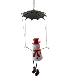 Décoration de noël à ressort Bonhomme de neige en parachute