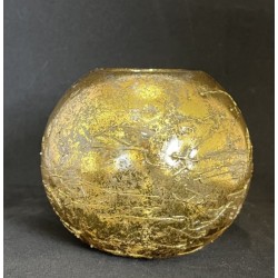 Porte lumignon Boule en verre dorée avec relief - Goodwill