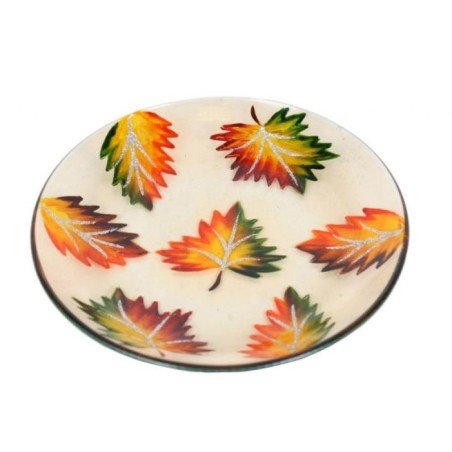 Soucoupe en verre – Support bougie feuilles d’automne - Village Candles
