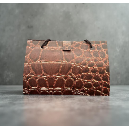 Sac cadeau origami imitation cuir crocodile – Rouille