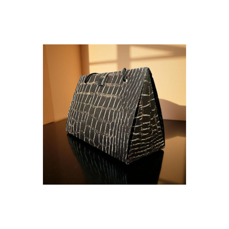 Sac cadeau origami imitation cuir crocodile – Marron