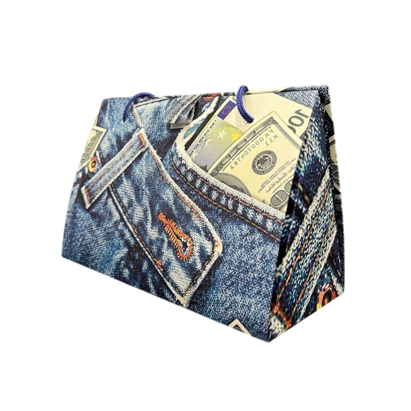Sac cadeau origami design jean