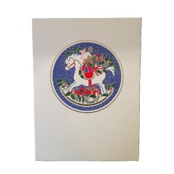 Carte double de noël "Cheval blanc et jouets" - Rossi