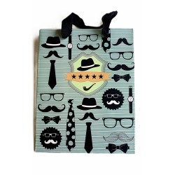 Sac cadeau Pm « Moustaches et lunettes » 23 X 18 X 9,5 cm