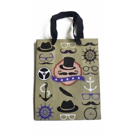 Sac cadeau MM  "Moustaches et lunettes" 32 X 26 X 12 cm