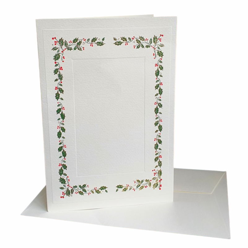 Carte de Noël "Feuilles de houx et baies rouges" - Rossi