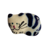 Miniature en céramique – Chat en boule à rayures bleues