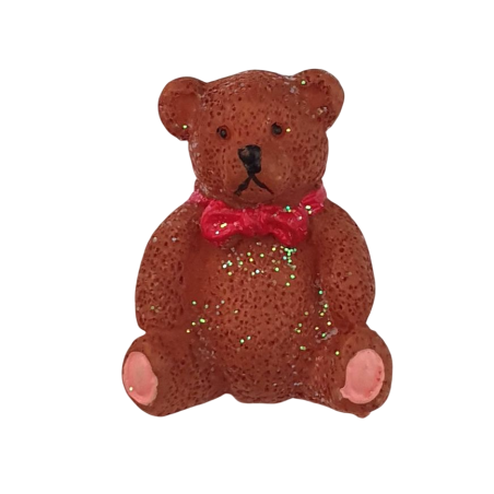 Bouton JHB - Ours avec un nœud rouge