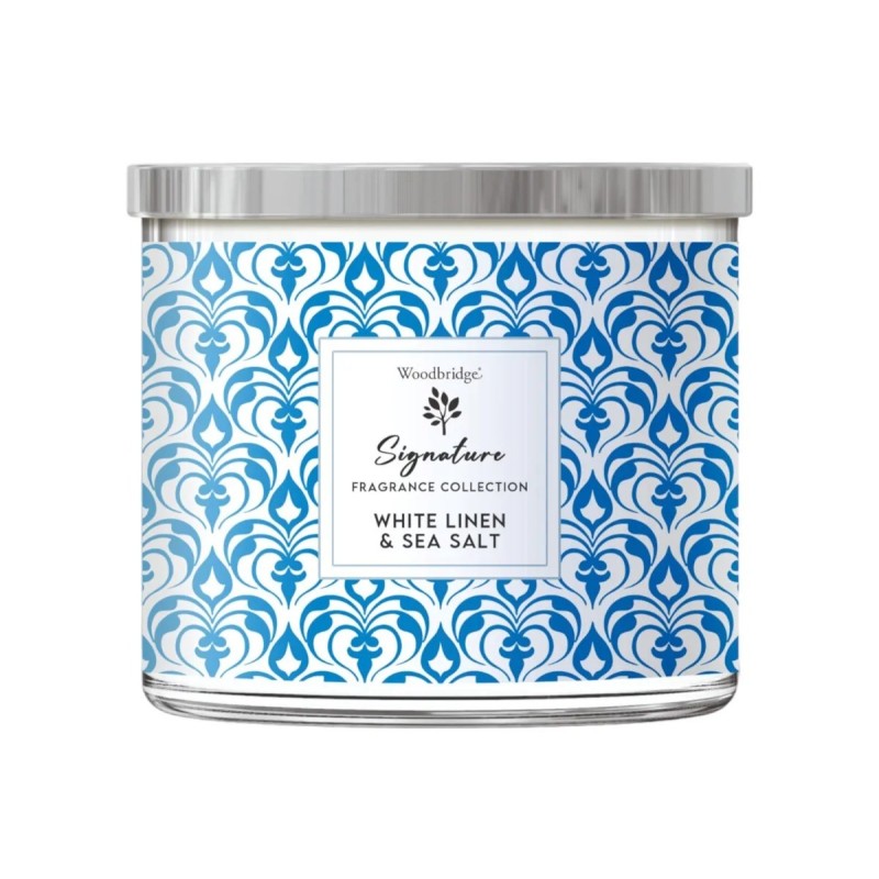 Bougie 3 mèches White Linen & Sea Salt -Woodbridge