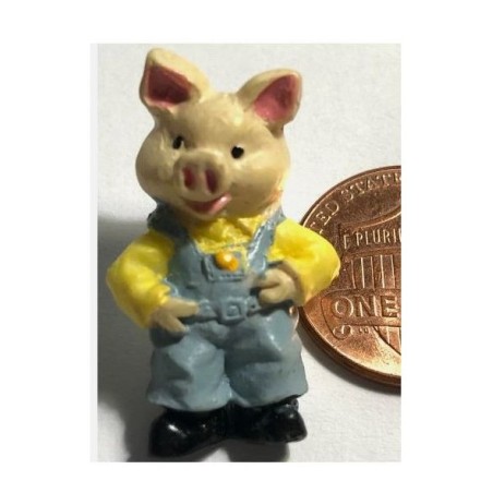 Bouton JHB "Cochon en salopette bleue"