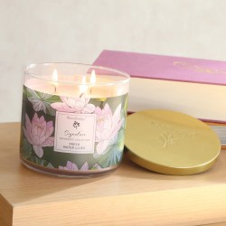 Bougie 3 mèches Fresh Water Lilies - Woodbridge