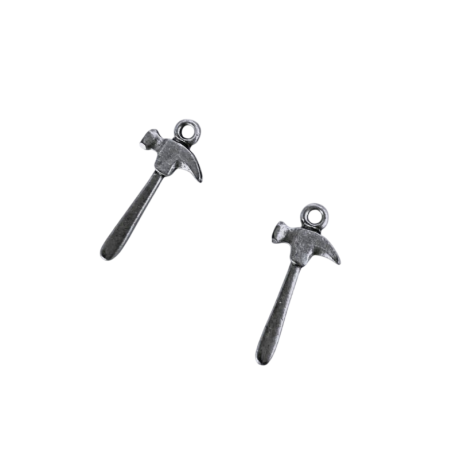 2 Boutons en métal JHB - "Marteaux" couleur argent