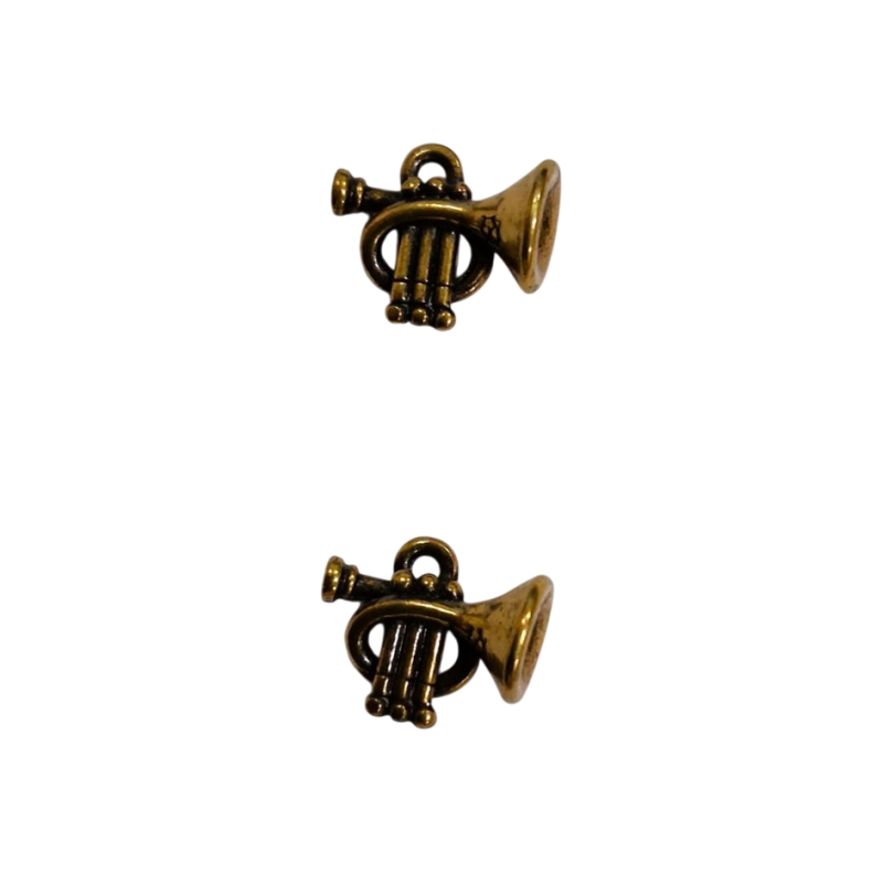 2 Boutons en métal JHB - "Cor d'harmonie" couleur or