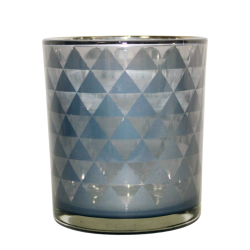 Photophore bleu au motif géométrique