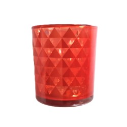 Photophore orange au motif géométrique