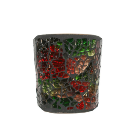 Photophore Vert et Rouge Mosaïque - Village Candle