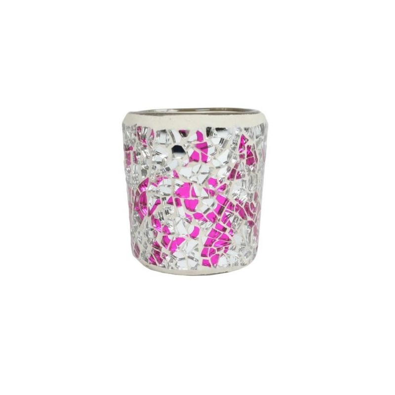Photophore Mosaïque rose et argent - Village Candle