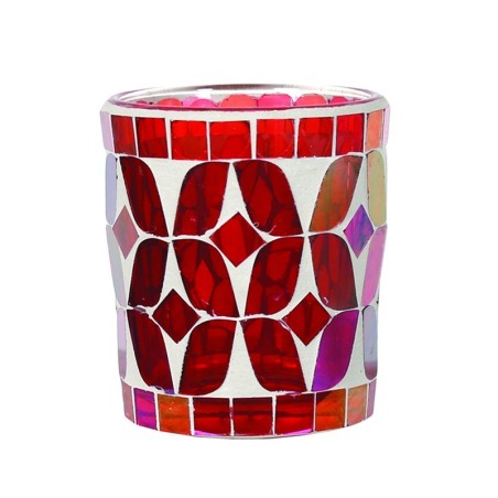 Photophore Mosaïque rouge cerise - Village Candle