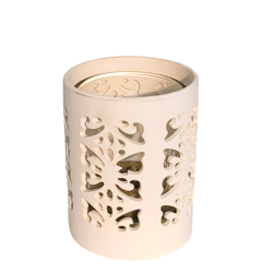 Photophore blanc ajouré de papillons - Village Candle