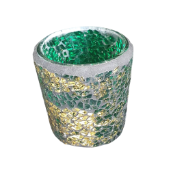 Photophore Mosaïque Verte et Or - Village Candle