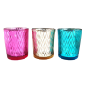 Lot de 3 photophores en verre à motif zig-zag – Village Candle